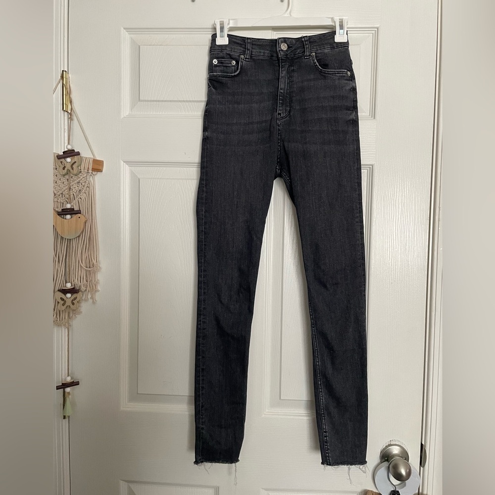 ZARA Black Jeans size 4 High Waist Skinny in Midnight Black Cotton Mix